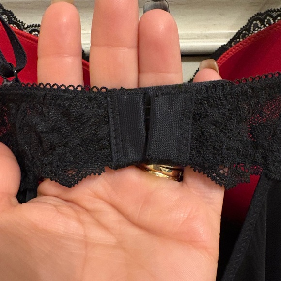 La Vie En Rose Black and Red Lace Chemise - Picture 5 of 6